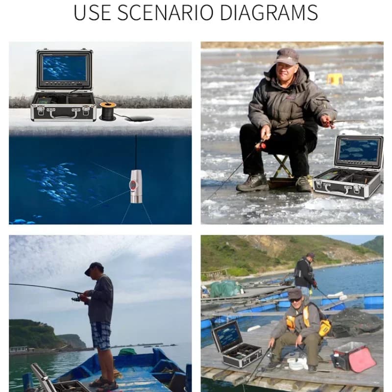 WF20 caméra double objectif écran 7 pouces sondeur poissons visuel HD grand angle sous-marine bateau pêche détecteur