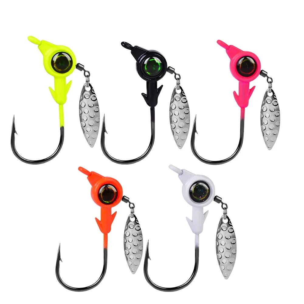 Jig head rotatif 3.5g-10g avec paillettes leurres métal cuillères vers souples pêche