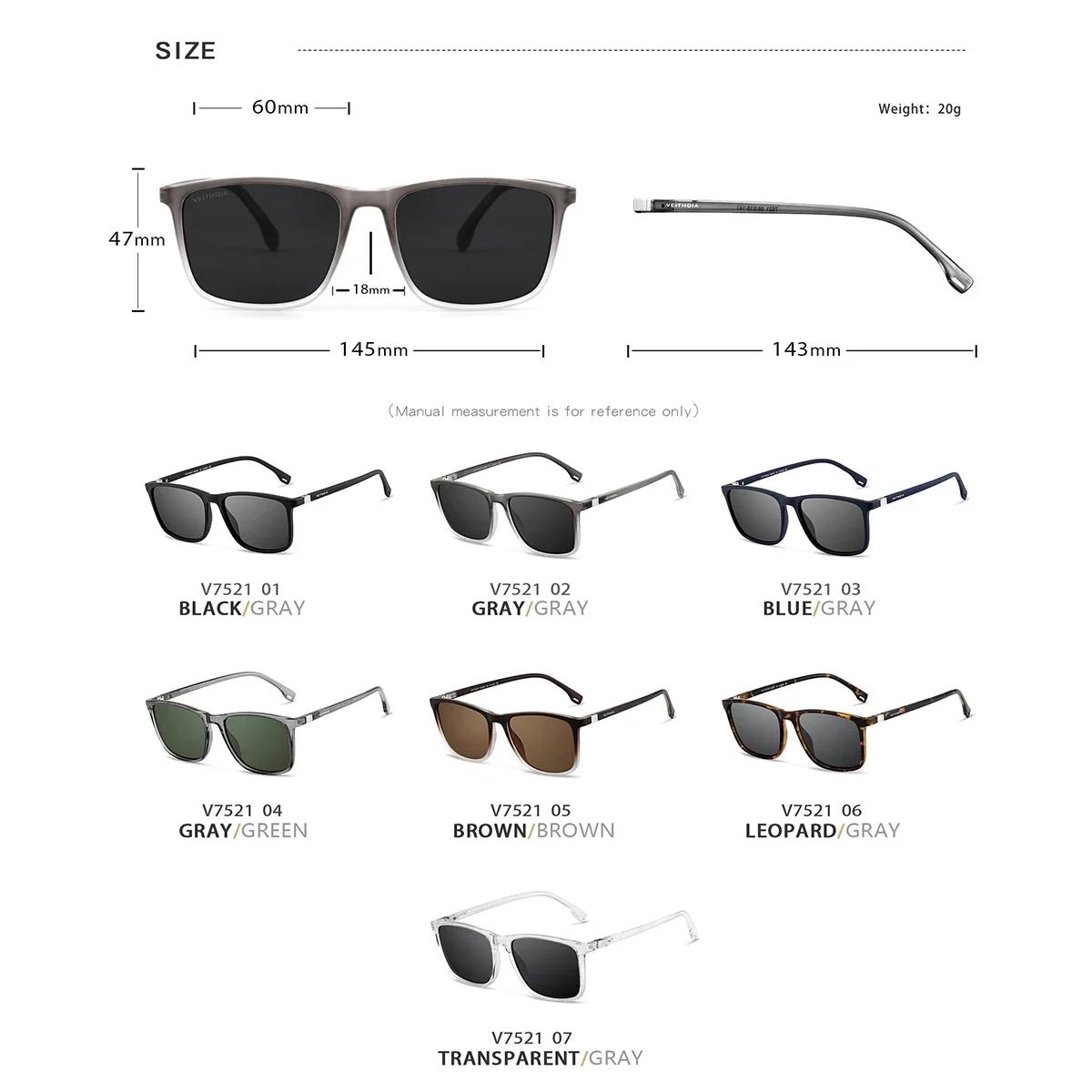 Lunettes de soleil rétro VEITHDIA TR90 polarisées pour pêche - Modèle 7521 unisexe verres UV400 vintage