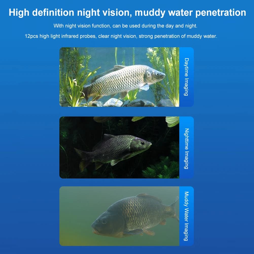 Caméra sous-marine IP68 écran 4,3 pouces moniteur vidéo poissons câble 15/20/30m batterie 5000mAh vision nocturne HD