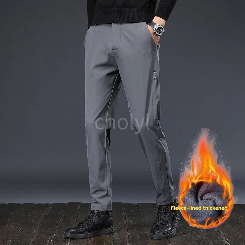 Pantalon velours décontracté hiver homme - Élastique stretch - Pêche business classique épais chaud