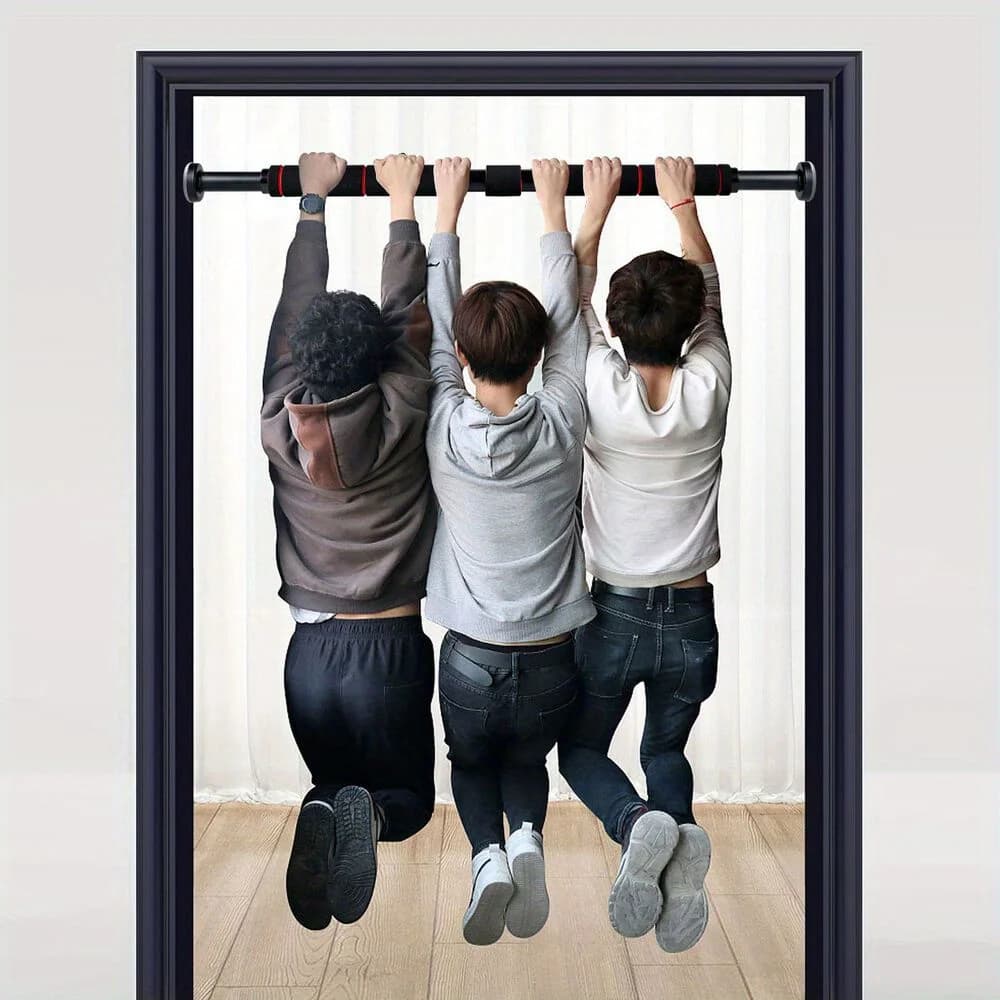 Barre de traction murale en acier inoxydable avec poignées confort - 60-100 cm noir pour musculation maison