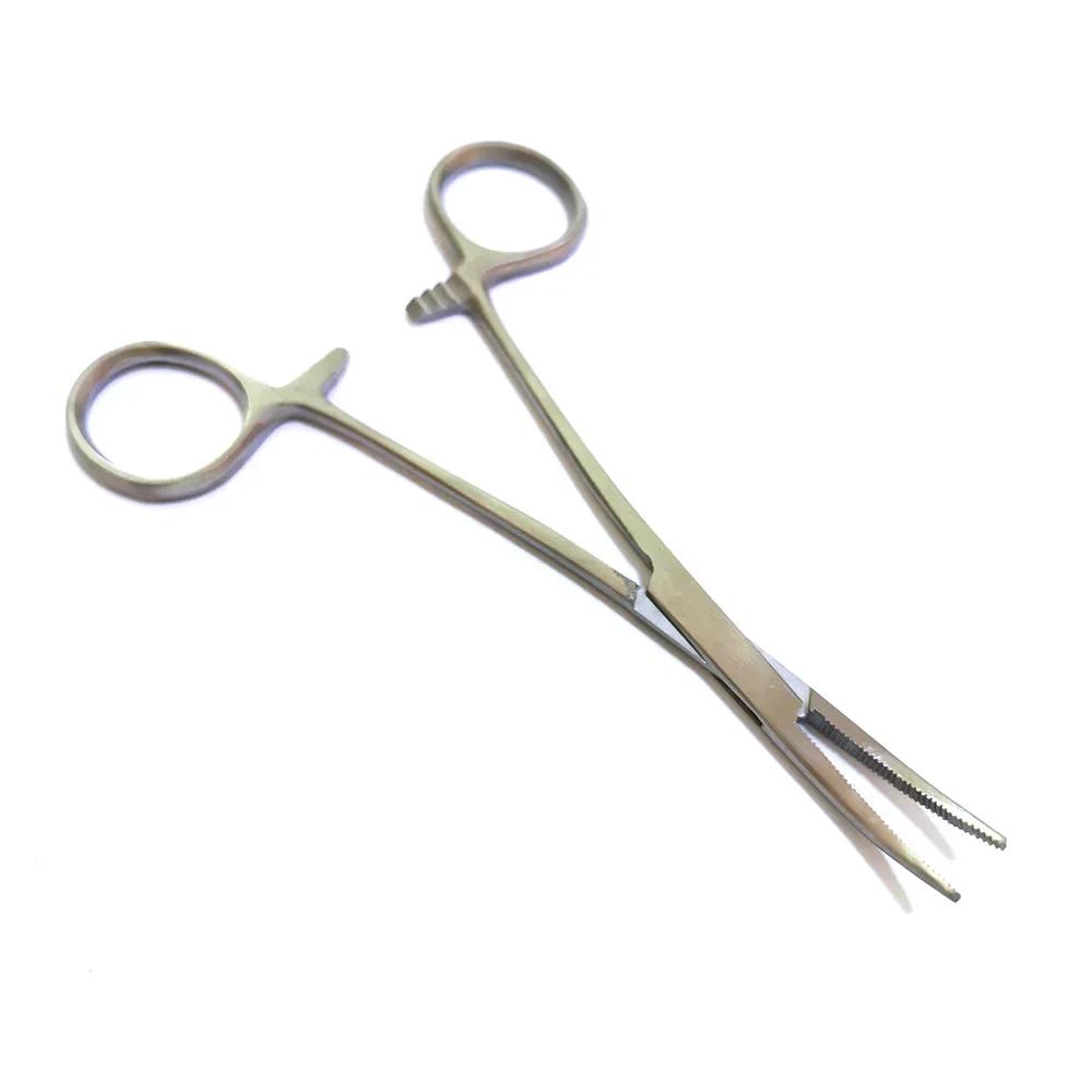 Pinces hémostatiques en acier inoxydable pour pêche - Pince chirurgicale à bout courbe/droit - Outil de précision