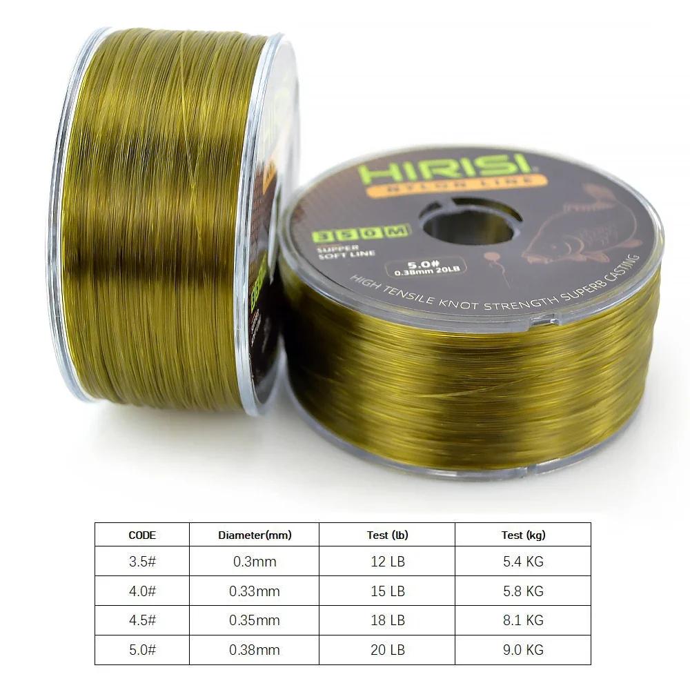 Ligne de pêche Hirisi 350m monofilament nylon super résistante pour carpe made in Japan