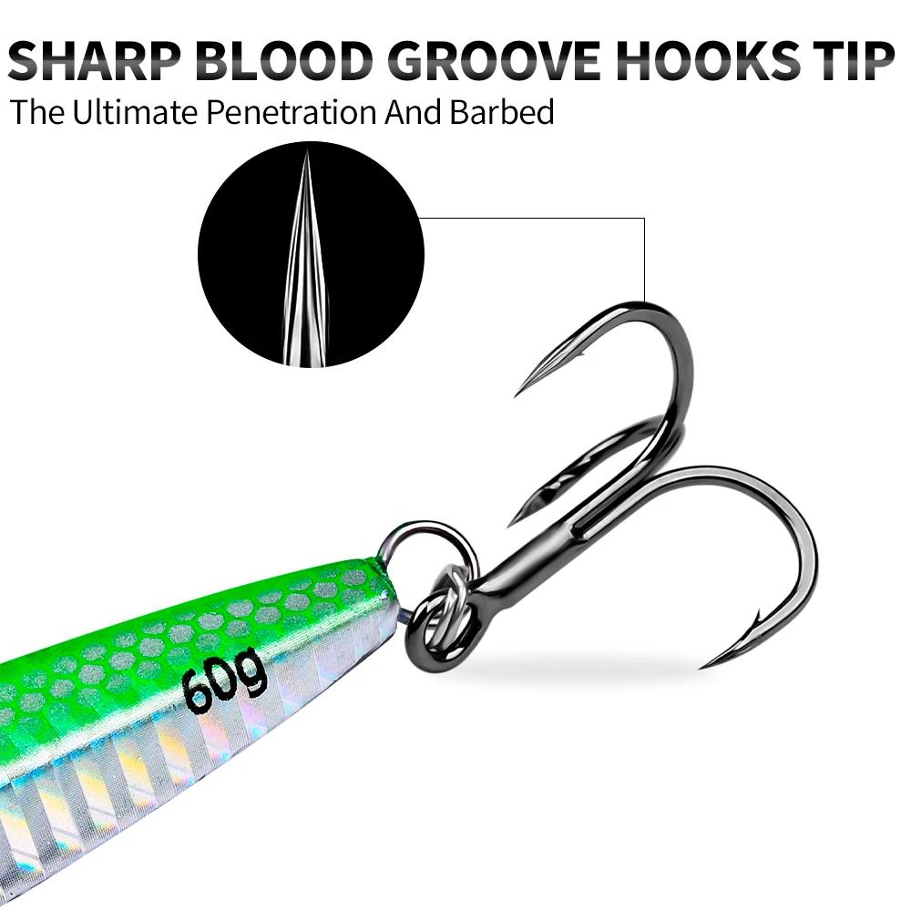 Jig métal PROBEROS 10-60g avec yeux 3D - Leurre bionique pour pêche du bord en mer et surfcasting