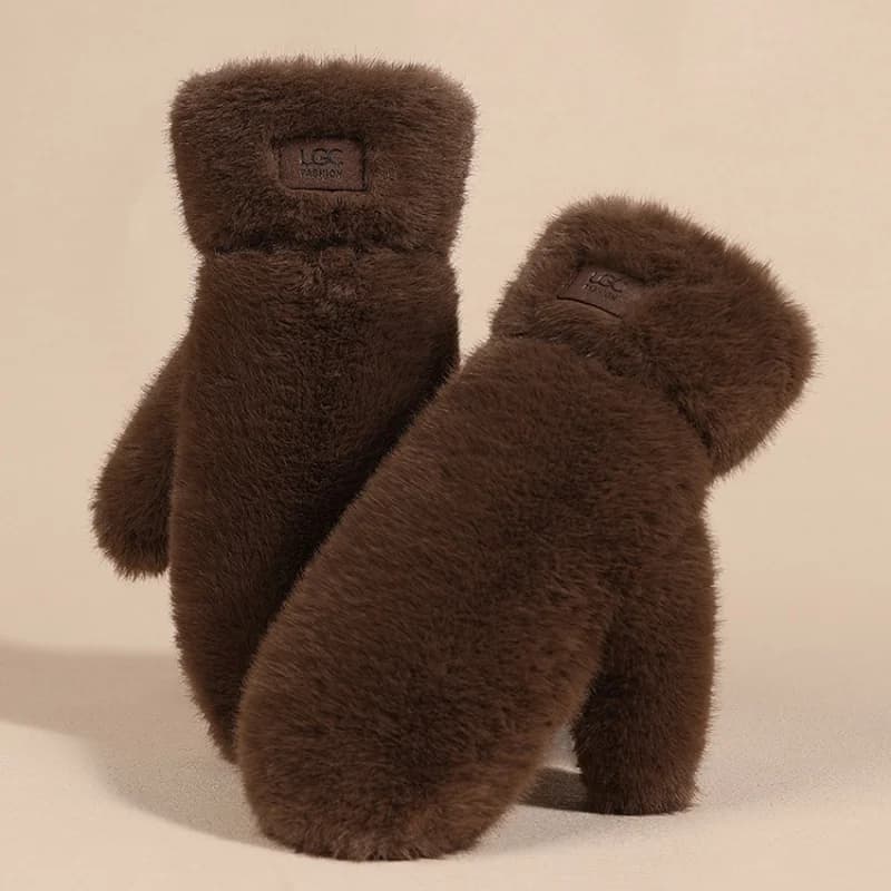 Gants imitation fourrure lapin femme hiver doublure polaire épaisse gants chauds en cachemire