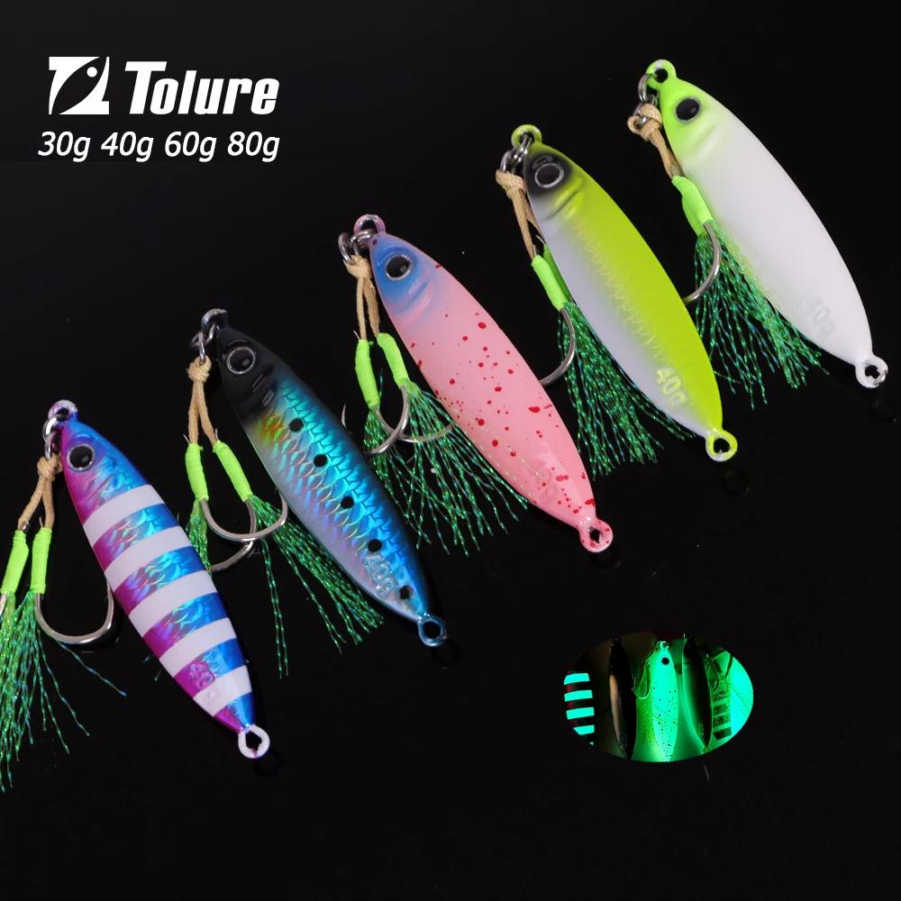 Leurre Jig Luminous TOLU 30-80g couche laser papier - leurre de pêche en mer coulant rapide