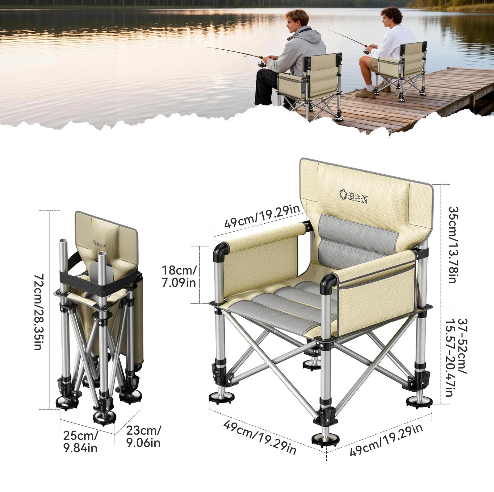 Chaise de pêche tout-terrain pliable et portable pour pêche de bordure et loisirs extérieurs