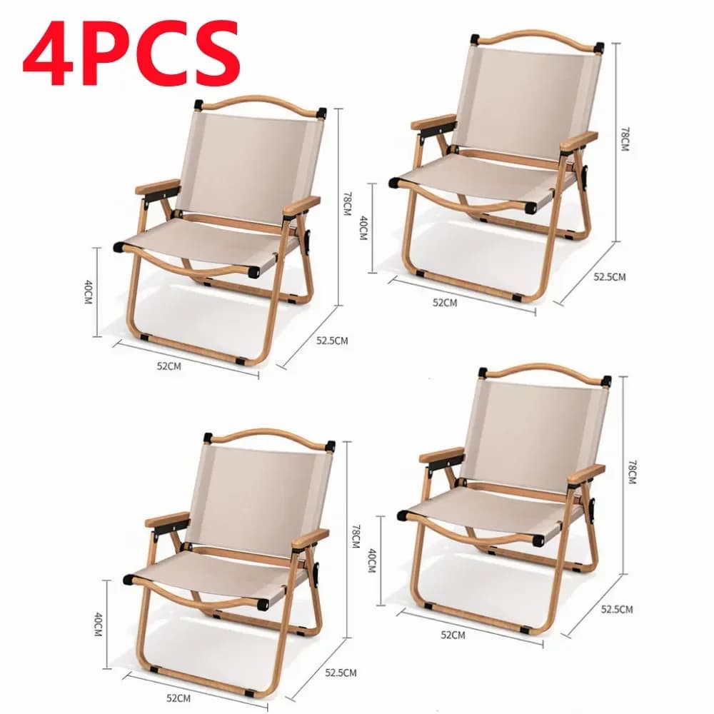 Chaise camping portable 4/2/1PCS aluminium - Design bois pour pêche et outdoor