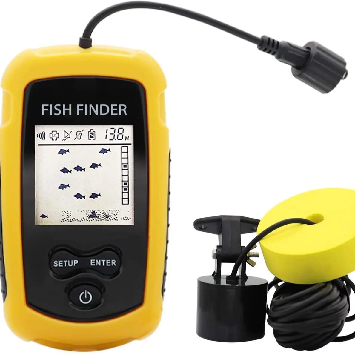 Détecteur de poissons portable Alarm 100M avec sonar 45° - Sondeur écho avec alarme pour pêche lac et mer