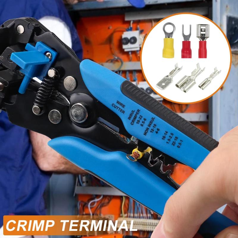 Pince à dénuder automatique 8 pouces auto-réglable 24-10 AWG avec fonction coupe et sertissage