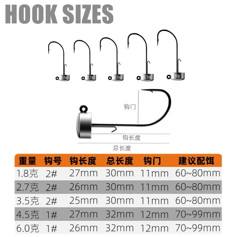 Têtes plombées Ned Rig 10 pièces Mr JigginG 1.8g à 6g - Hameçons pour leurres souples bass et truite