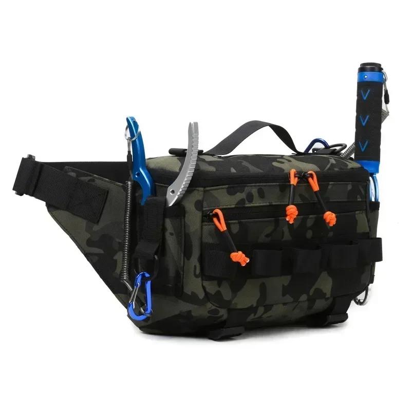 Sac banane pêche tactique étanche avec poches MOLLE pour leurres et accessoires de pêche sportive