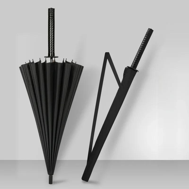 Parapluie katana longue manche UV protection noir - style samouraï démon slayer pêche pluie