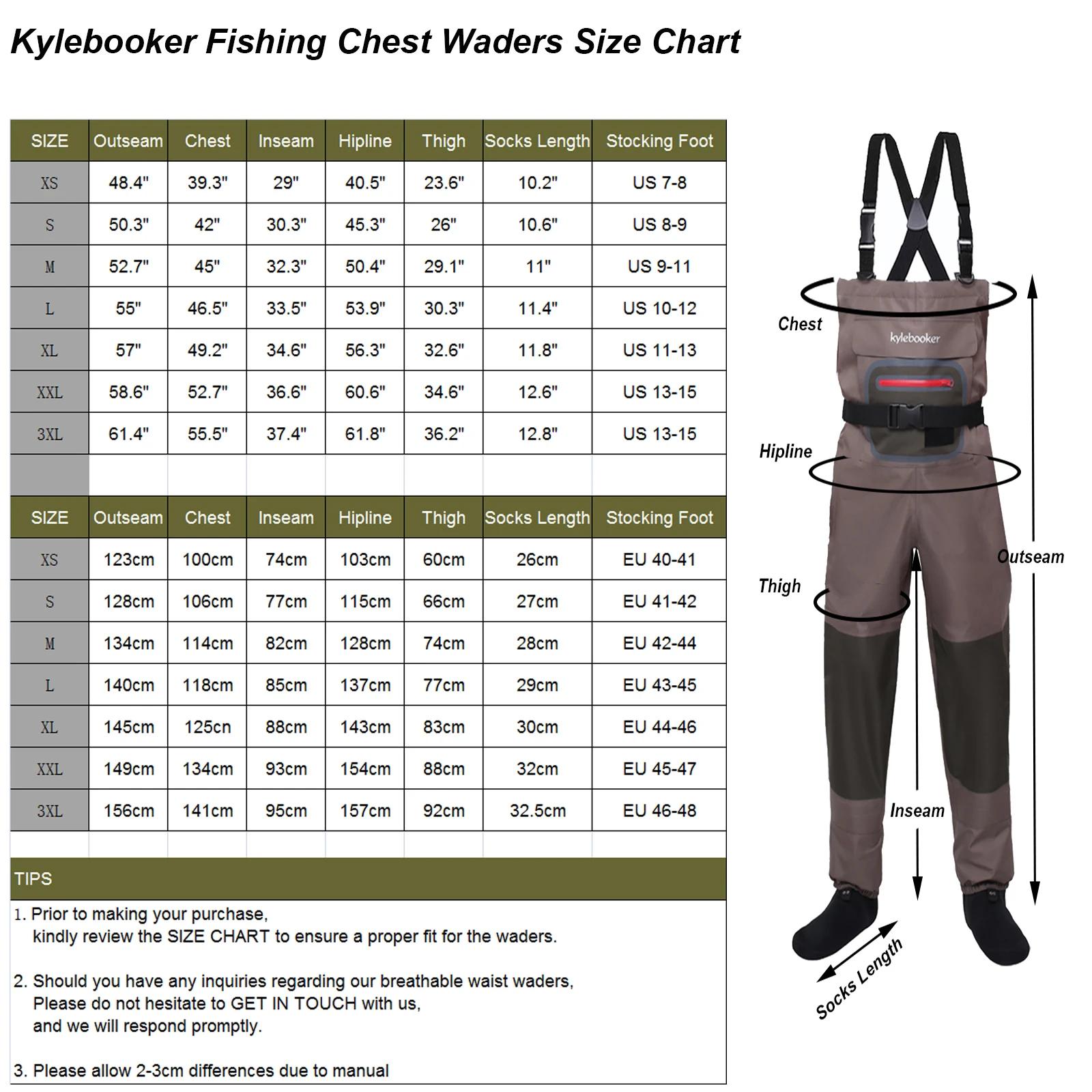 Waders pêche à la mouche respirants légers Kylebooker pieds chaussettes hommes femmes