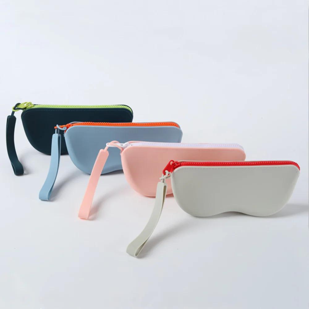 Pochette silicone souple lunettes étanche femme - Rangement cosmétiques pièces anti-poussière zip coloré