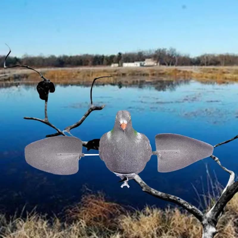Leurre pigeon à ailes mobiles pour jardin - Appât de chasse simulation mouvement avec vent