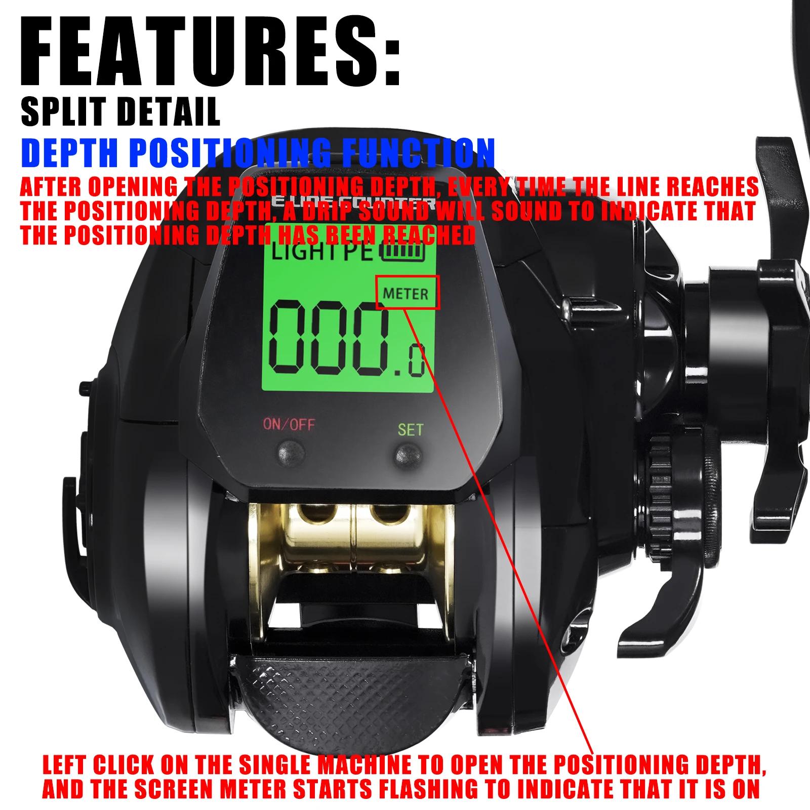 Moulinet Baitcasting Électronique Écran LED Grande Vitesse 7.2:1 10kg Étanche Pêche Mer Tambour Fixe