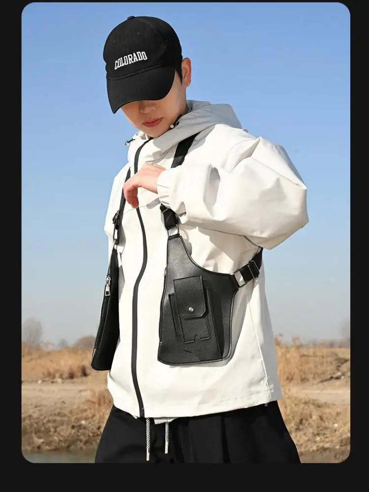 Sac pêche tactique étanche anti-vol double bretelles - Multi-poches polyvalent homme - PU imperméable