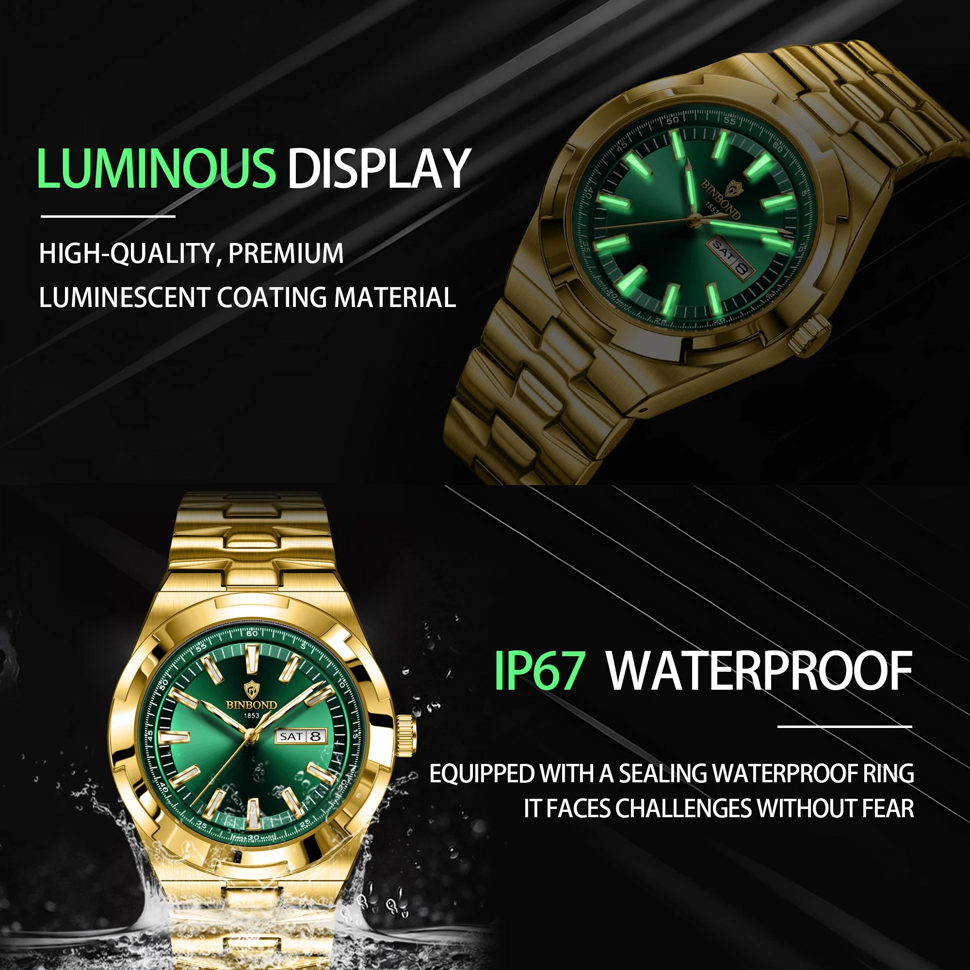 Montre homme luxe quartz sport étanche acier inoxydable lumineuse date semaine montre bracelet reloj