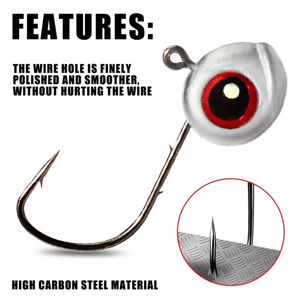 Kit hameçons Jig Head 5-15PCS 2.5g-5g pour montages Ned Rig avec leurres T-tail pêche carnassiers