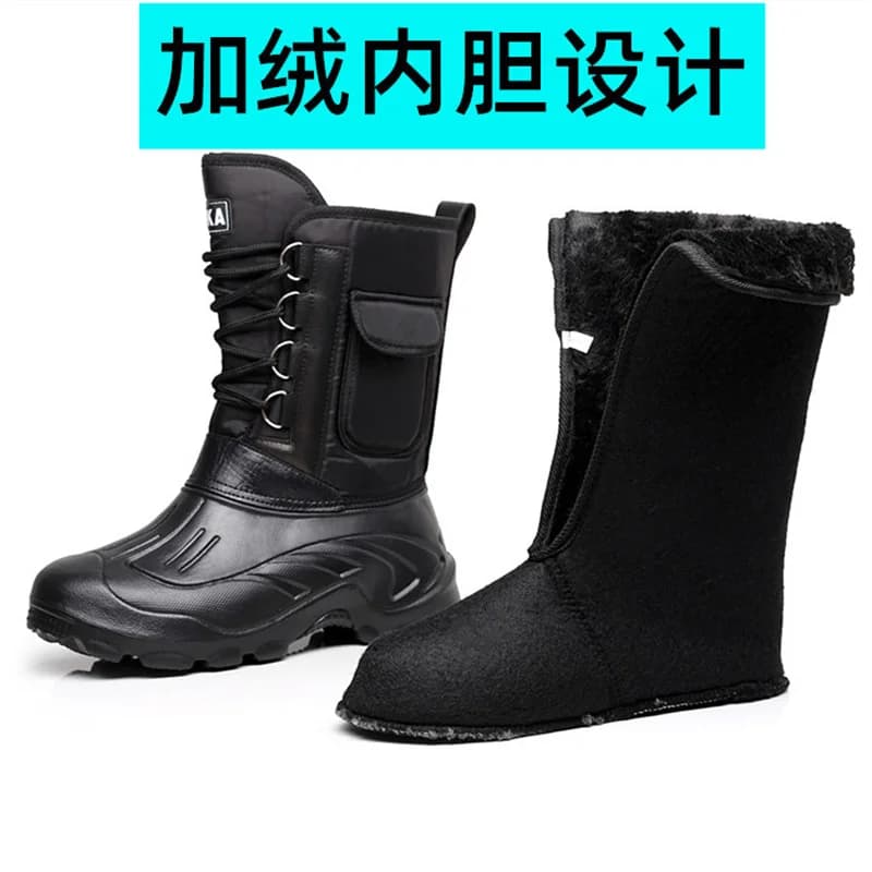 Bottes d'hiver chaudes pour pêche - Chaussures de neige imperméables antidérapantes avec doublure polaire épaisse