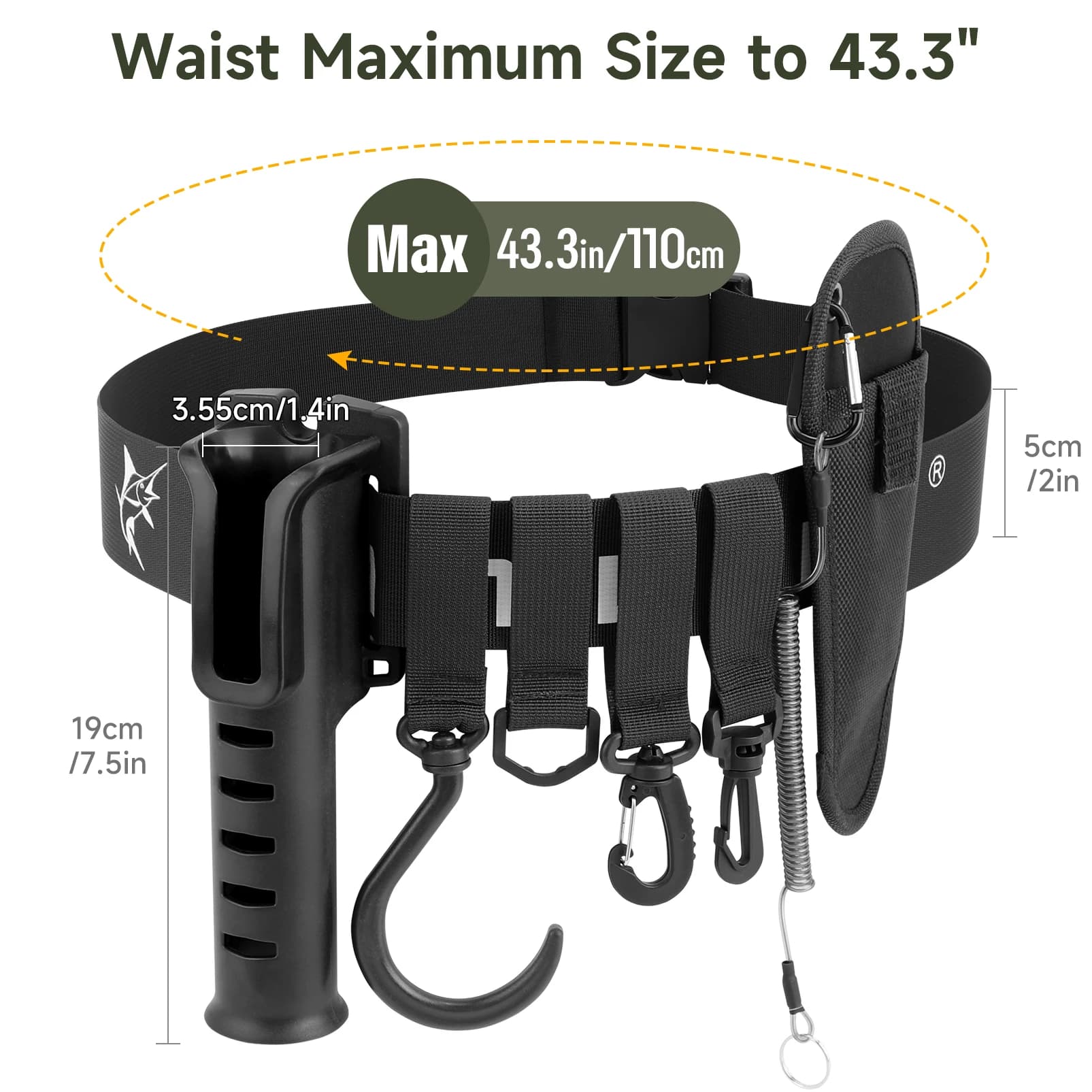 Ceinture porte-canne de pêche réglable - Holster de canne pour pêche en waders avec insert portable