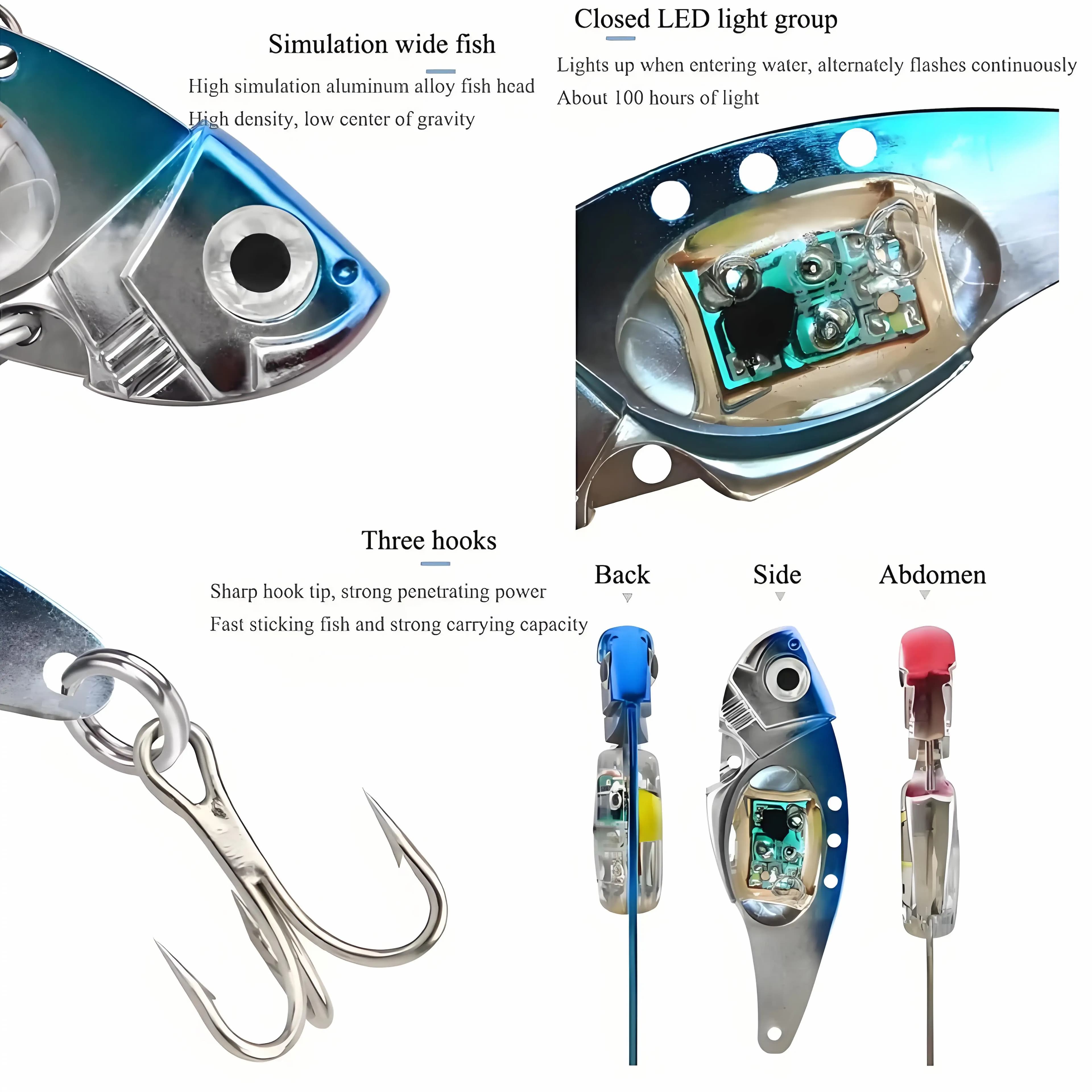 Lampe LED sous-marine intelligente pour pêche au calmar avec vibrations et flashs - Attracteur étanche