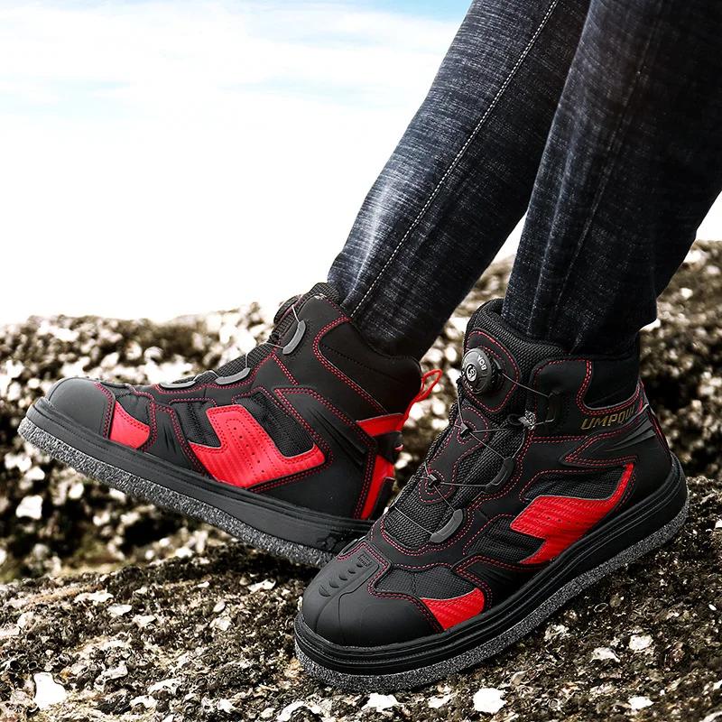 Chaussures de pêche en récif et rochers Outdoor, semelle cloutée en feutre et acier pour pêche en amont sécurisée