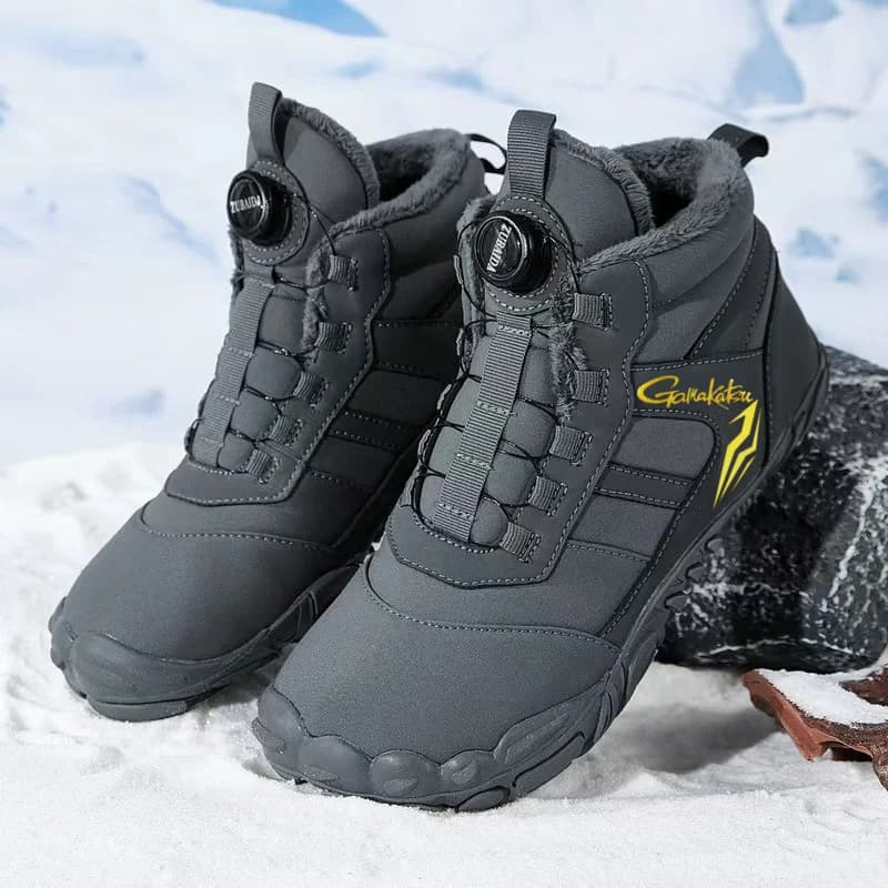 Chaussures de pêche hiver 2024 Gamakatsu étanches et chaudes - Bottes neige antidérapantes avec doublure polaire et fermeture spirale