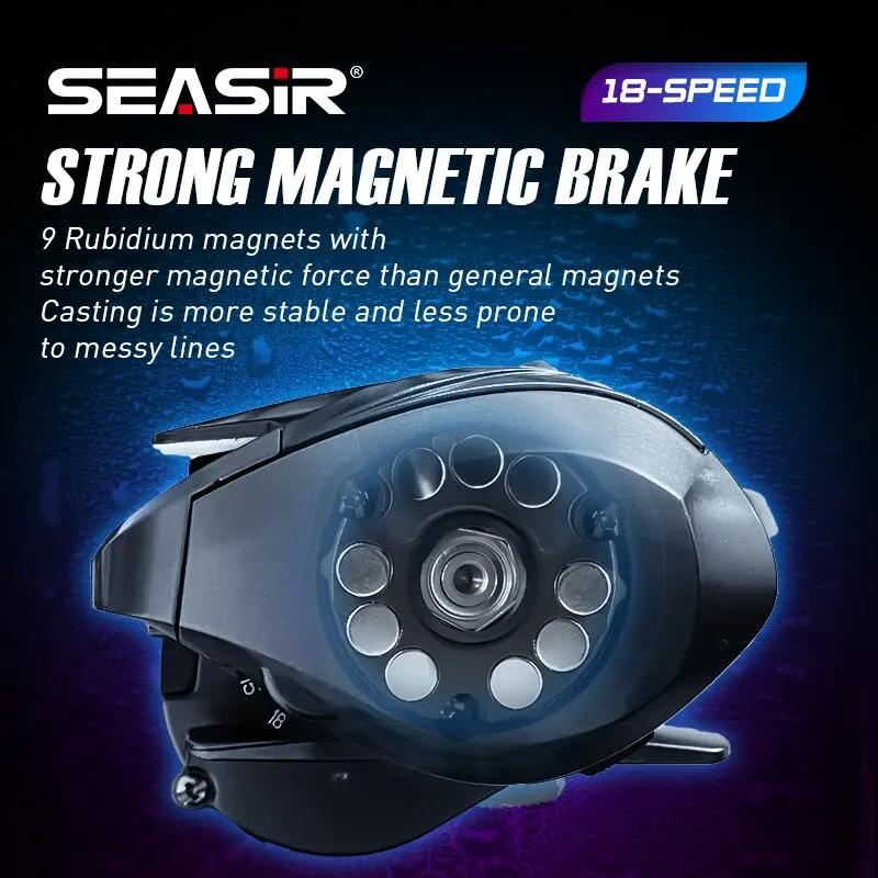 Moulinet casting SEASIR Cast-X ratio 7.3:1, double bobine aluminium, grip carbone - Pêche BFS micro