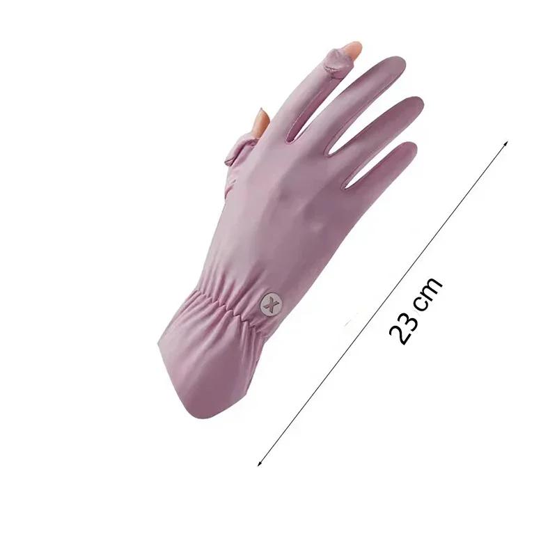 Gants été fraîcheur UV conduite vélo pêche - Soie glacée respirante tactile élastique protection solaire