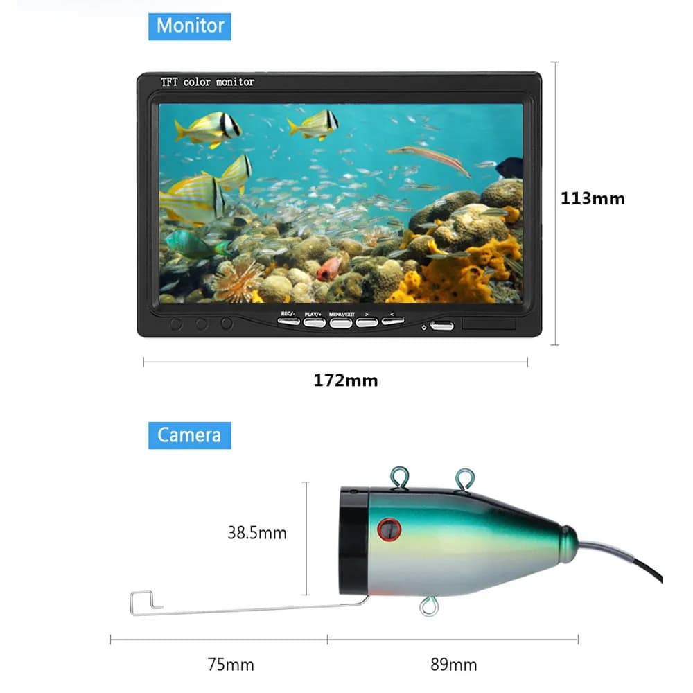 Caméra pêcheur sous-marin Gamwater 7" AHD 1080P - Pour pêche glace/mer/rivière 15-30m