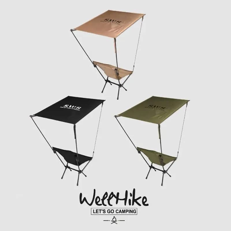 Set chaise pliante avec auvent parasol WELLHIKE pour pêche camping plage portable et ombragé
