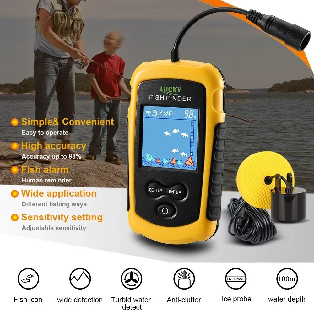 Sondeur poissons Lucky écran couleur portable 100m profondeur échosondeur pêche lac rivière