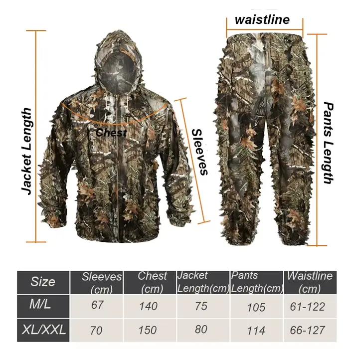 Équipement chasse Ghillie 3D feuilles léger - camouflage sniper airsoft tir pêche extérieur