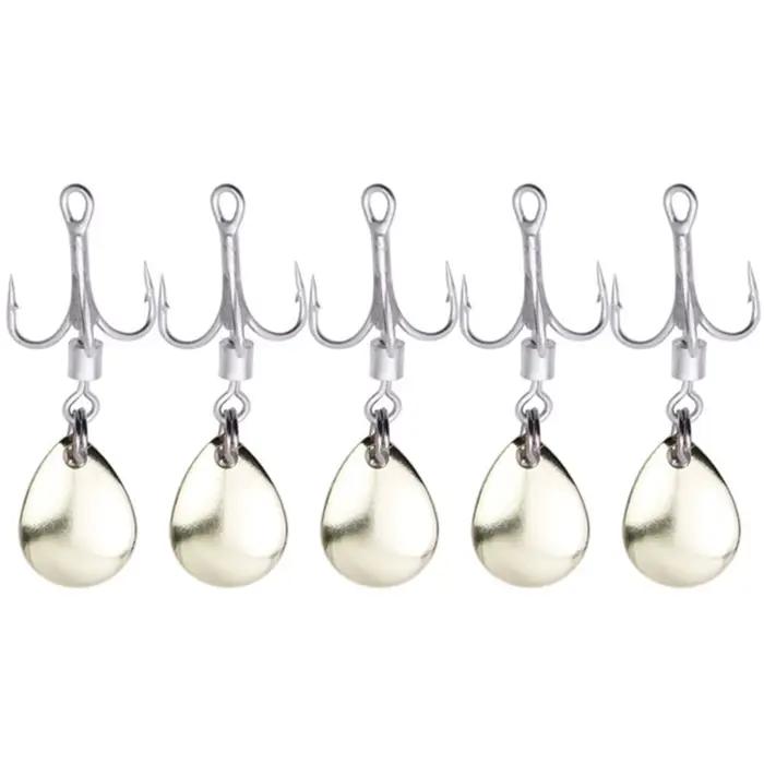 Pack de 5 hameçons triples avec palette spinner pour leurres pêche mer - Kit appâts carnassiers
